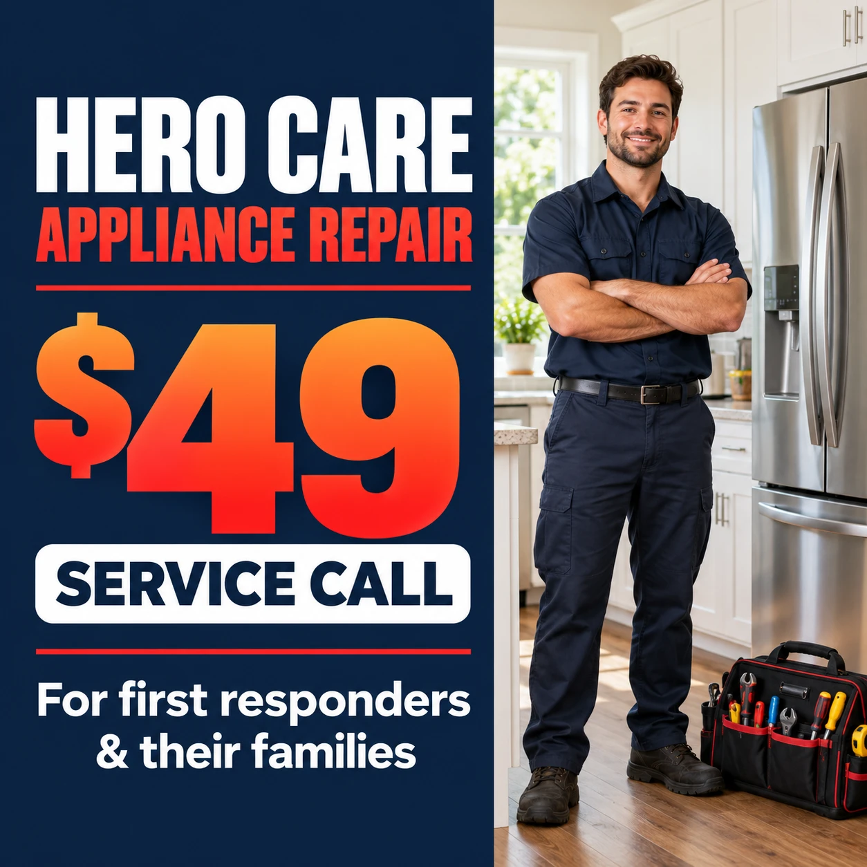 Hero Care Appliance Repair — $49 service call for first responders and their families