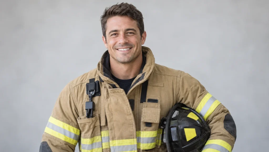 Firefighter smiling