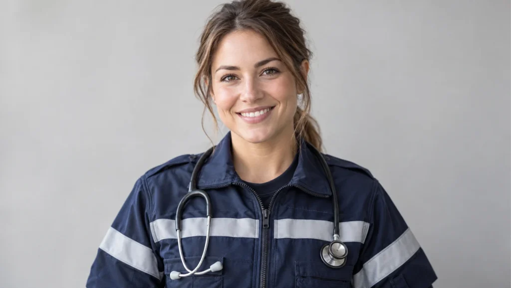 EMS paramedic smiling