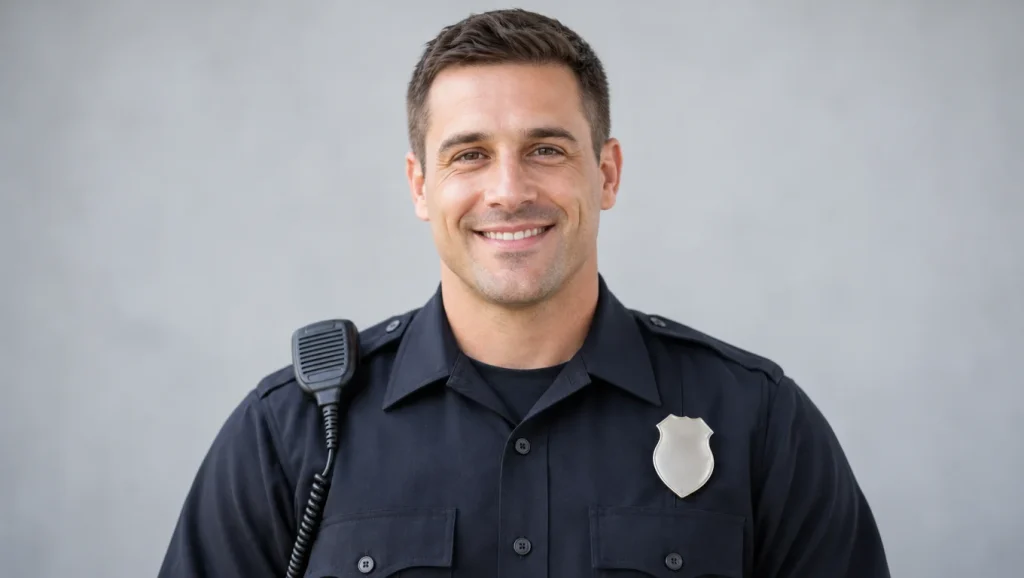 Police officer smiling